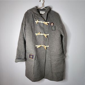 TEENIE WEENIE T.W. BEAR Gray WOOL DUFFLE TOGGLE COAT with ATTACHED HOOD